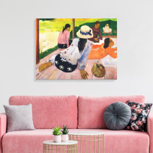 Gauguin The Siesta Vintage Tahitiansk Konstaffisch Canvastryck