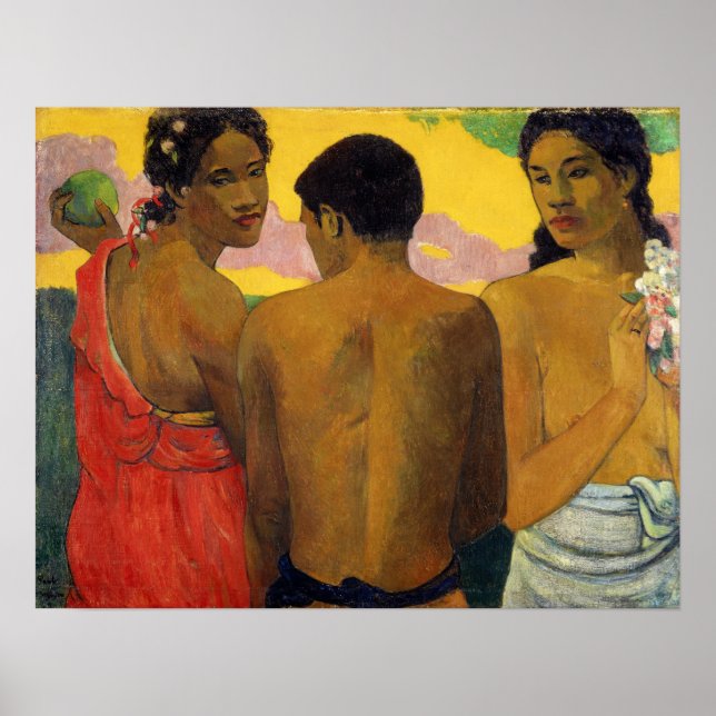 Gauguin - Tre Tahitians 1899 Poster (Framsidan)