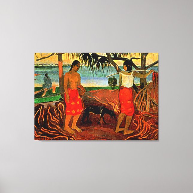 Gauguin - Under Pandanus-trädet Canvastryck (Framsida)