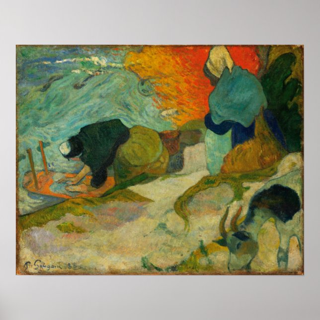 Gauguin - Washerwomen in Arles 1888 Poster (Framsidan)