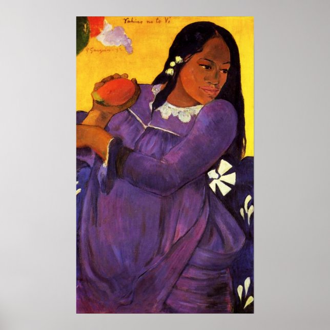 Gauguin Woman med en Poster av mangan (Framsidan)