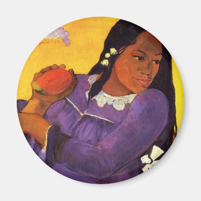 Gauguin Woman med ett Mango Magnet (Framsidan)