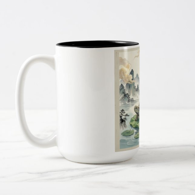 Gautam Buddh Meditation Konst Mugg - Fredlig Dhamm (Vänster)