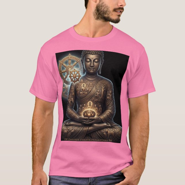 Gautam Buddh Meditativ Konst T-Shirt | Dhamma Arv (Framsida)