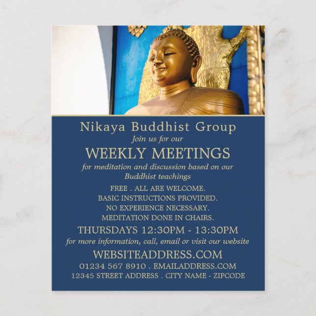Gautama Buddha, buddhist Group Advertising Flygblad (Framsidan)