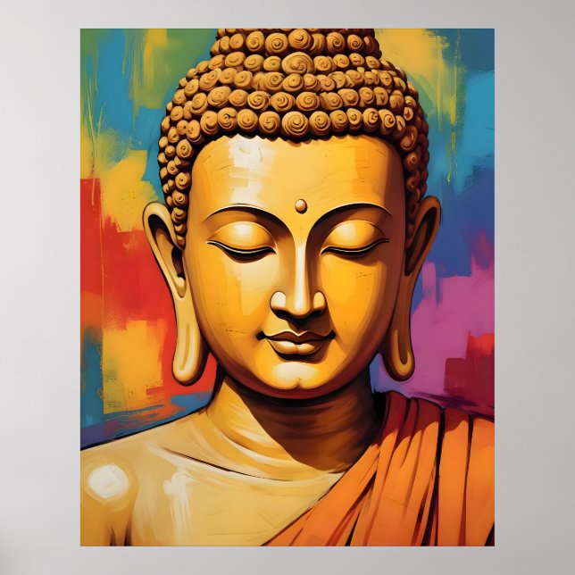 Gautama Buddha Folk Art Fusion Poster (Framsidan)