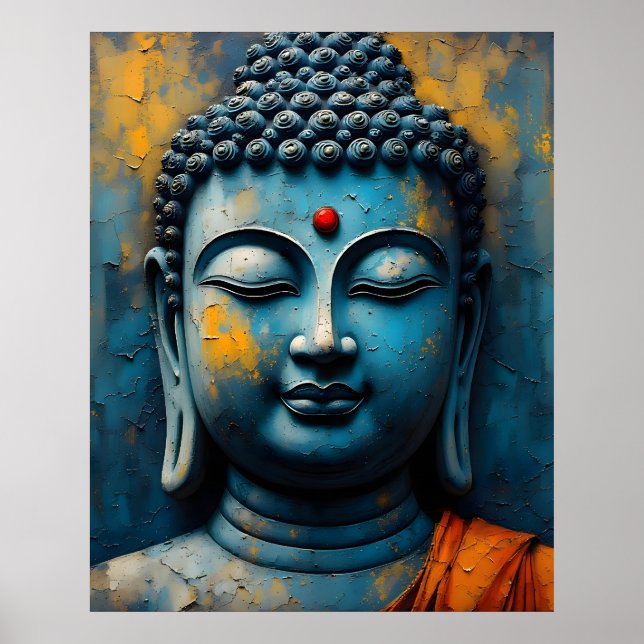 Gautama Buddha Painting - Modern Impasto Art Poster (Framsidan)