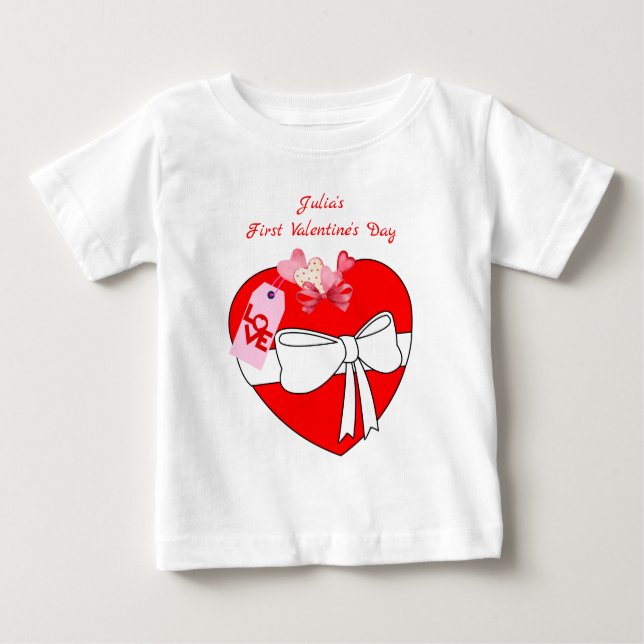 Gav dig mitt hjärtegift för Flicka 1:a Valentine T Shirt (Framsida)