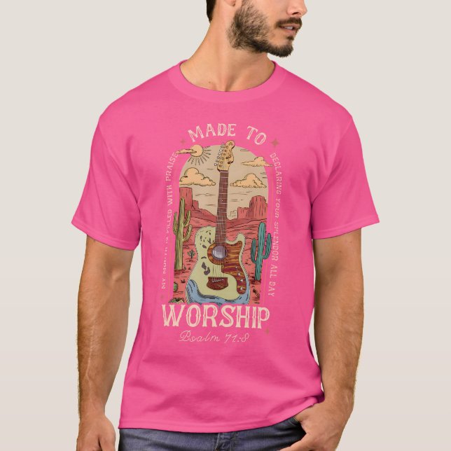 Gav till gudstjänst Boho Western Christian Guitar  T Shirt (Framsida)