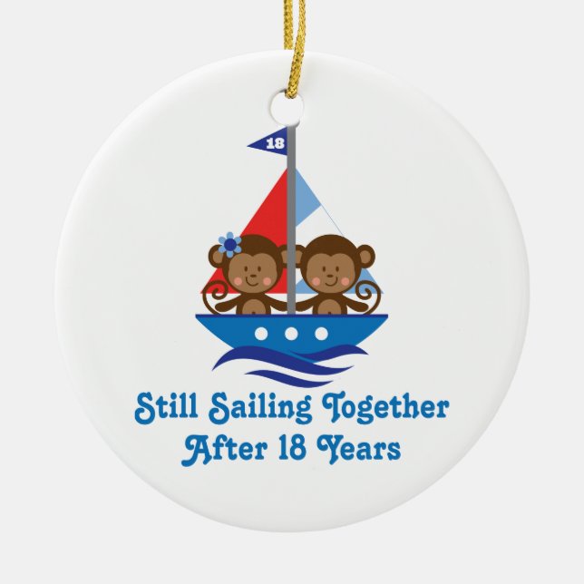 Gåva för 18th bröllopsdagapor julgransprydnad keramik (Framsidan)