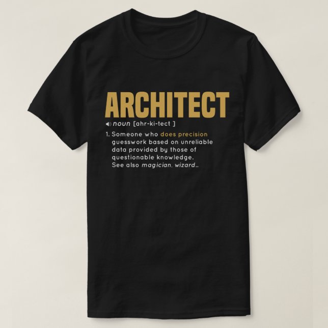 Gåva för ARKITEKTdefinitioncoola med gul färg T Shirt (Design framsida)