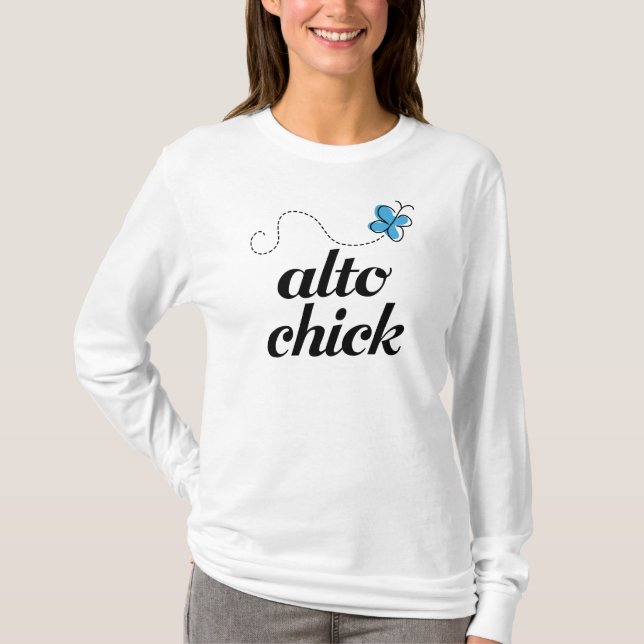 Gåva för chick för gullig blåttfjärilsmusik alt- t shirt (Framsida)