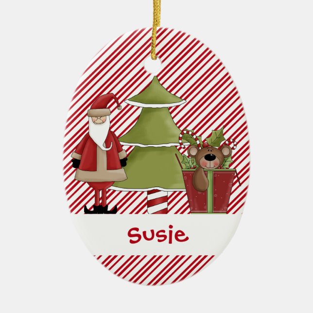 Gåva för Christmastime Santa trädnalle Julgransprydnad Keramik (Framsidan)