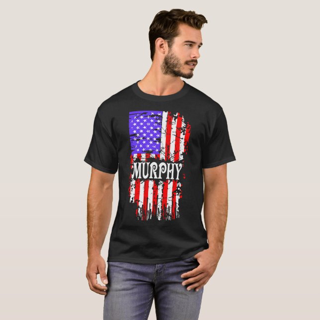 Gåva för efternamn för Murphy USA flaggaefternamn T Shirt (Hel framsida)