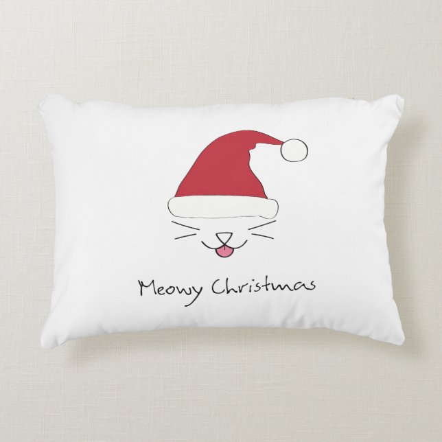 Gåva för helgdag för Purfect Meowy juldekorativ Prydnadskudde (Framsidan)