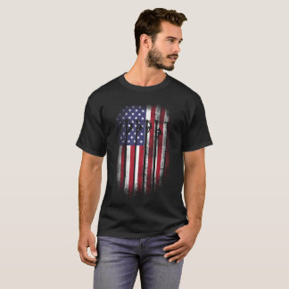 Gåva för linjearbetareskjortaamerikanska flaggan t shirt