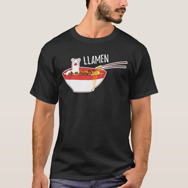 Gåva för Llamen rolig LlamaRamen för Alpacaälskare T Shirt (Framsida)
