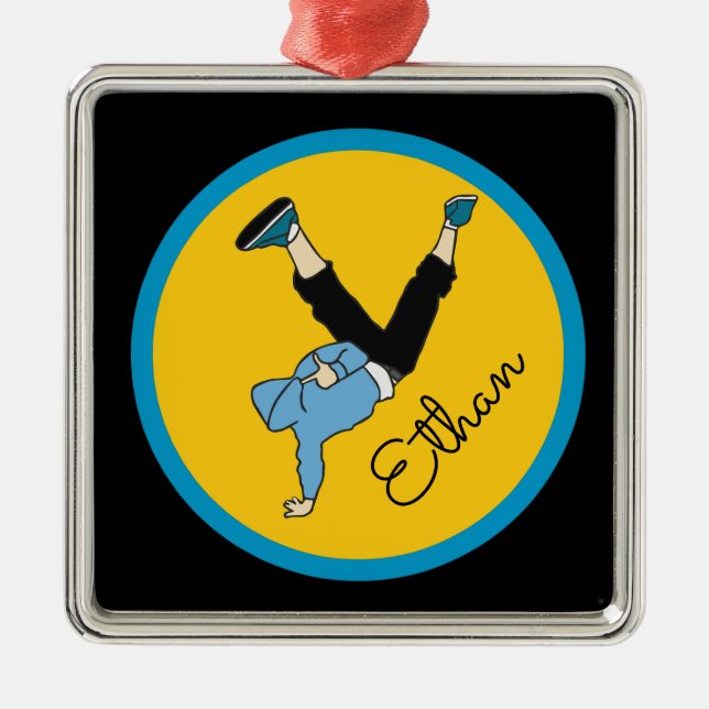 Gåva för namn för dansare för hip hopgatastil julgransprydnad metall (Framsidan)