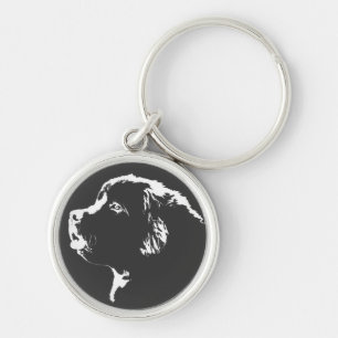 Gåva för Newfoundland hundKeychain Newfoundlander Rund Silverfärgad Nyckelring