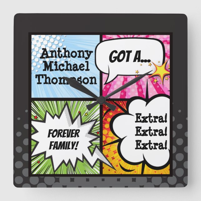 Gåva för party för adoption för fyrkantig klocka (Framsida)