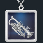 Gåva för personligMonogramkornett Silverpläterat Halsband<br><div class="desc">Text är för att dig ska personifiera/skräddarsy eller tar bort,  om önskad. Känselförnimmelsen frigör för att ändra stilsorten,  textfärg,  formatet av texten.</div>
