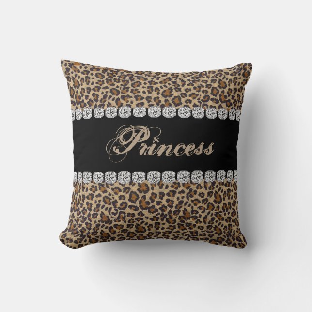 Gåva för Princess Cheetah Bling Se Kudde (Framsida)
