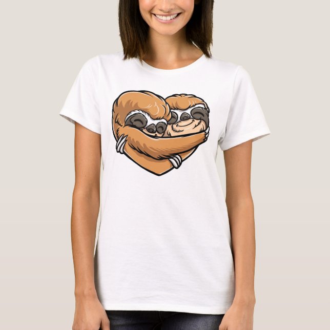Gåva för skjorta för Slothhjärtavalentines day T T Shirt (Framsida)