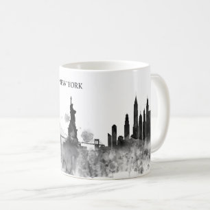 Gåva för svart för New York horisontvattenfärg Kaffemugg