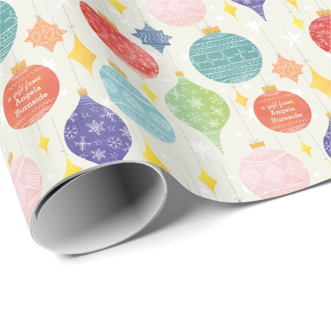 Gåva för text för vattenfärgprydnadjul presentpapper (Rullad Hörn)