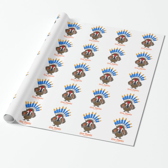 Gåva för Thanksanukkah Thanksgivukkah kalkonmenora Presentpapper (Utrullad)