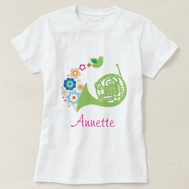 Gåva för valthornpersonligmusik t shirt (Design framsida)