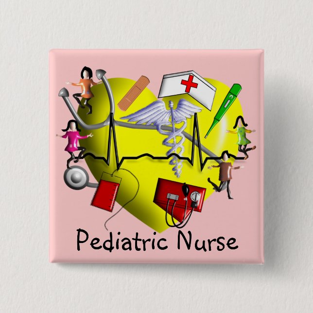 Gåva-Förtjusande grafik 3D för Peds sjuksköterska Knapp (Framsida)