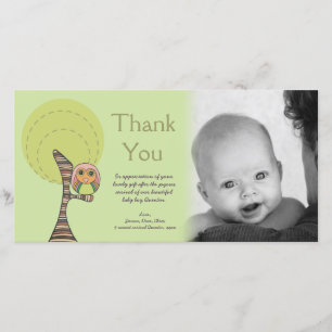 Gåva Photocard för ankomst för ugglatacknyfödd Tack Kort
