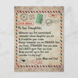 Gåva till min dotter, Kärleksbrev till vår dotter Vykort