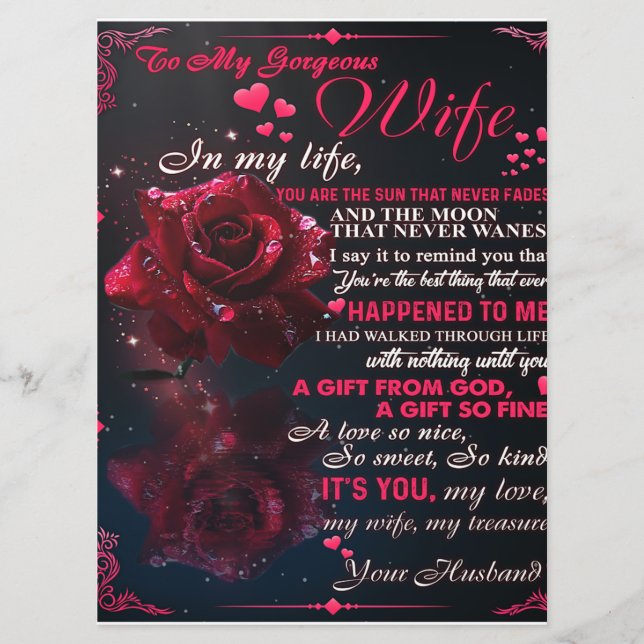 Gåva till min fru, Bröllopsgåva för par i kärlek Meny (Framsida)