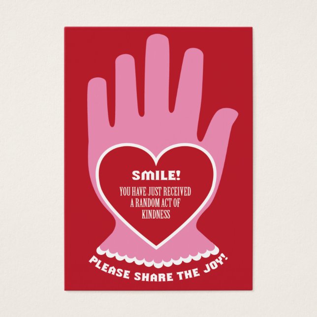 Gåvakort: Slumpmässigt agera av vänlighet i rött & Visitkort (Framsidan)