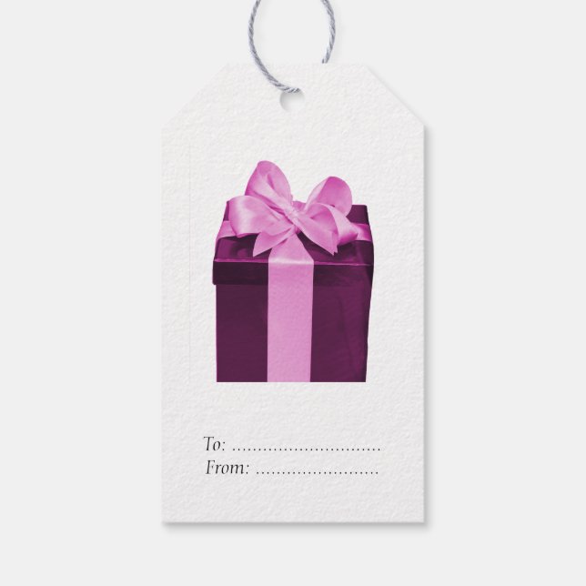 Gåvan boxas med satängpilbågen presentetikett (Baksidan)