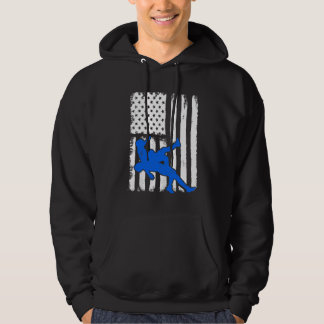 Gåvan för brottningUSA flaggablått tänder Hoodie