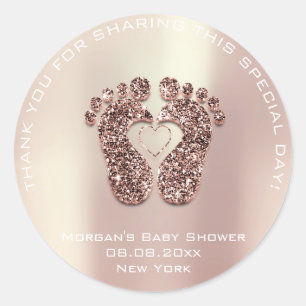 Gåvan för favören för hjärtafotbaby shower ta runt klistermärke