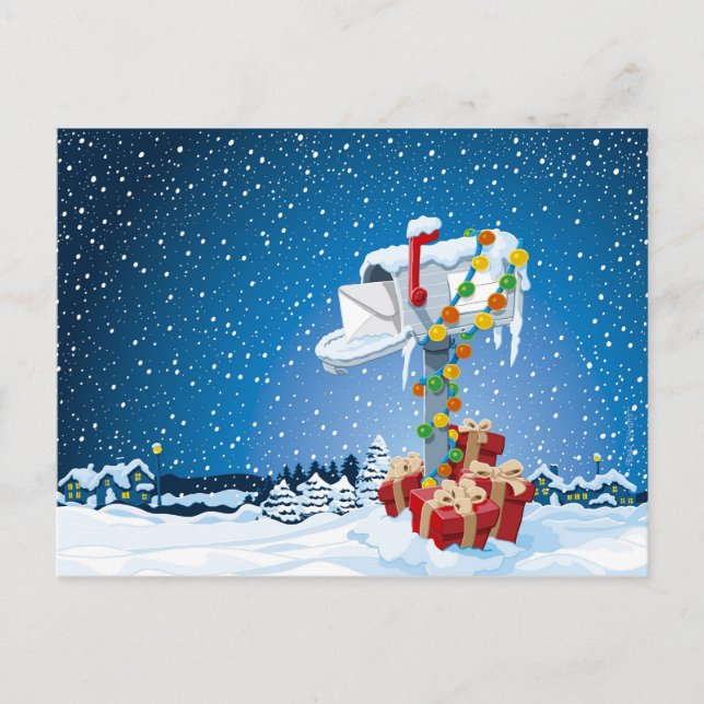 Gåvan för vykortjulbrevlådan boxas snö helg vykort (Framsida)