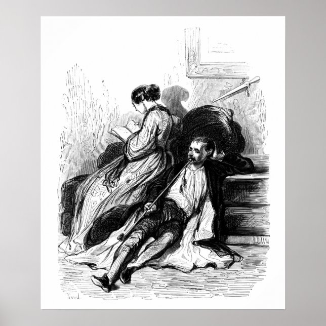 Gavarni: man röker långa rör poster (Framsidan)