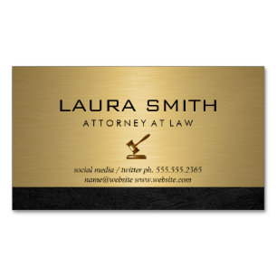Gavel Icon   Attorney   Metallisk lädertrim av Gul Magnetiska Visitkort