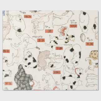 GAVEPAPPERING JAPANSKT TRYCK KATTER PRESENTPAPPER