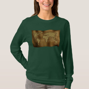 Gåvgift för den gamla World Map Designer Tee Shirt