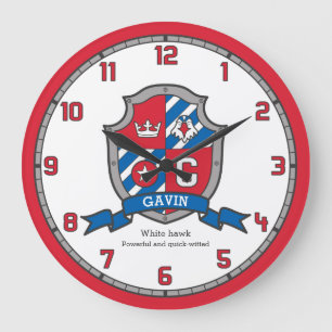 Gavin boys name meaning heraldry shield bird stor klocka