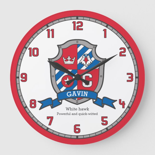 Gavin boys name meaning heraldry shield bird stor klocka (Framsida)