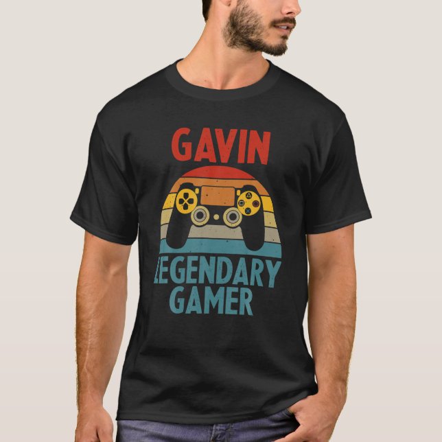 GAVIN Gift Namn Personlig Funny Gaming Geek Bir T Shirt (Framsida)