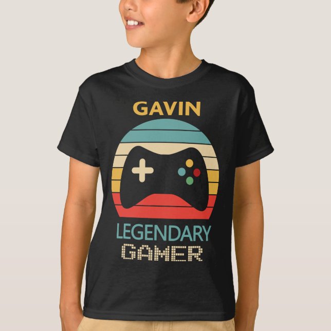 Gavin Namn Gift - Personlig Legendary Gamer T Shirt (Framsida)