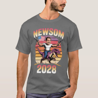Gavin Newsom 2028 Bold Patriotic Leader Riding Din T Shirt