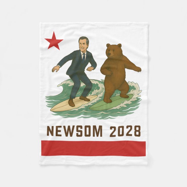Gavin Newsom 2028 Election California Flag Surfing Fleecefilt (Framsidan)